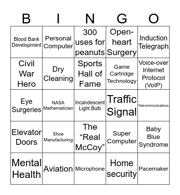 Celebrating African-American Contributors Bingo Card