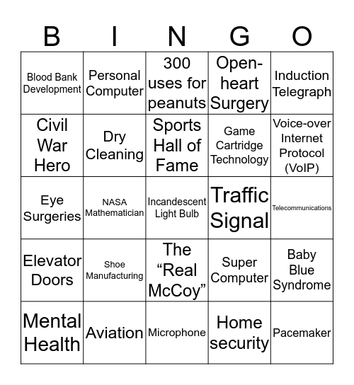 Celebrating African-American Contributors Bingo Card