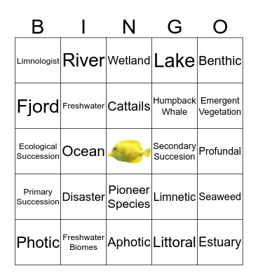 AQUATIC SCIENCE BINGO Card