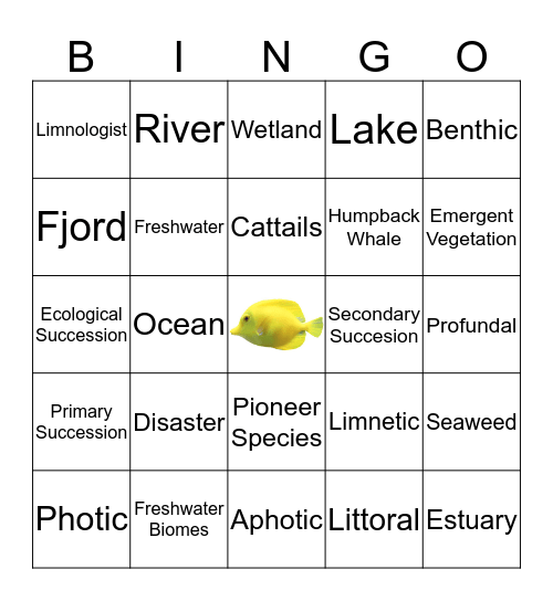 AQUATIC SCIENCE BINGO Card