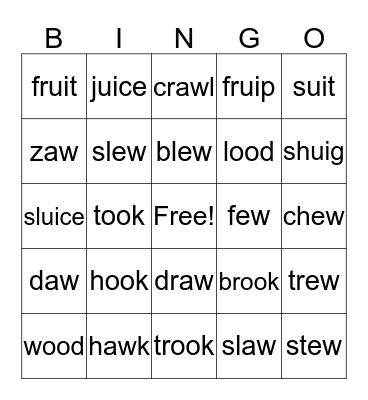 Vowel Digraph Other Bingo Card