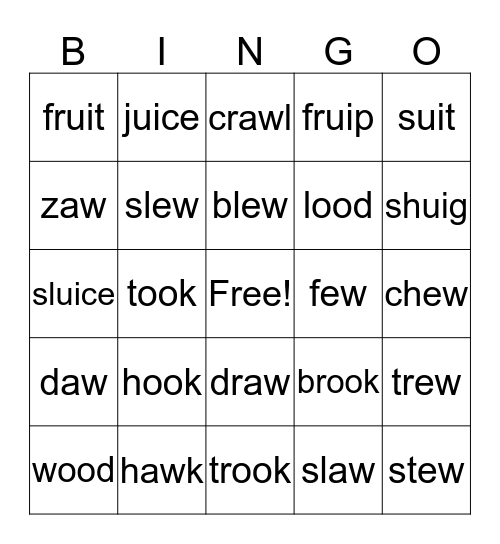 Vowel Digraph Other Bingo Card