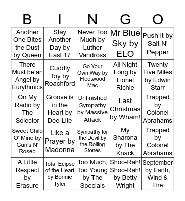 MUSICAL Bingo Card