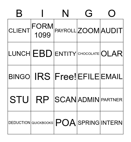RODMAN TAX SEASON BINGO Card