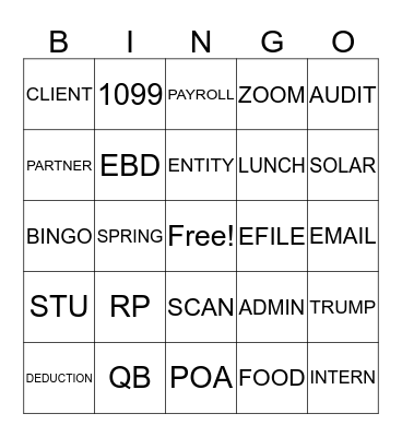RODMAN TAX SEASON BINGO Card