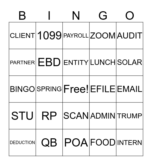 RODMAN TAX SEASON BINGO Card