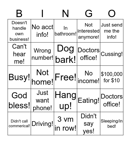 CallShaper Bingo Card