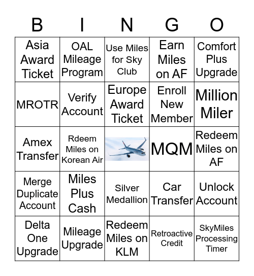 SkyMiles Bingo Card