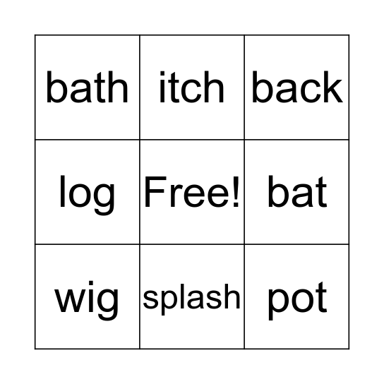 Rhyming Bingo Card