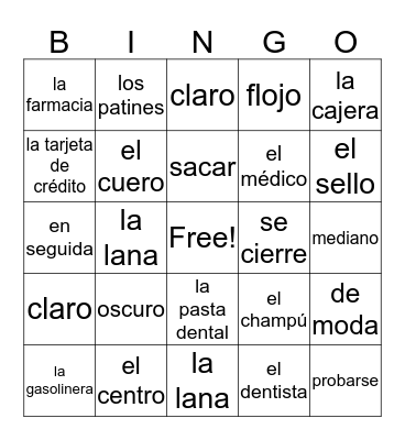 ¡Vamos de compras! Bingo Card