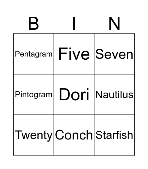 Fibonacci Under the Sea Bingo Card