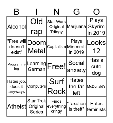 Toddtism Bingo Card