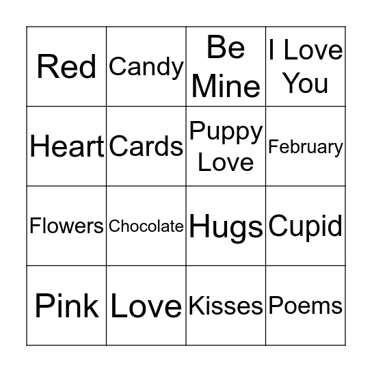 Valentine Bingo Card