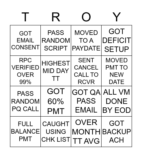 KOB BINGO Card