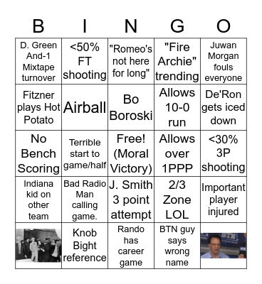 Nihilist Indiana Basketball Bingo Card