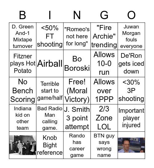 Nihilist Indiana Basketball Bingo Card