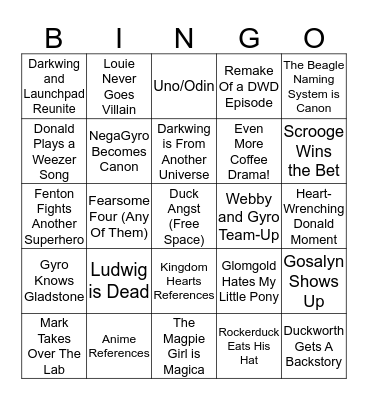 Ducktales Season 2 Bingo V2 Bingo Card