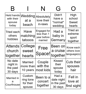 Fan the Flames Bingo: Marriage Edition Bingo Card