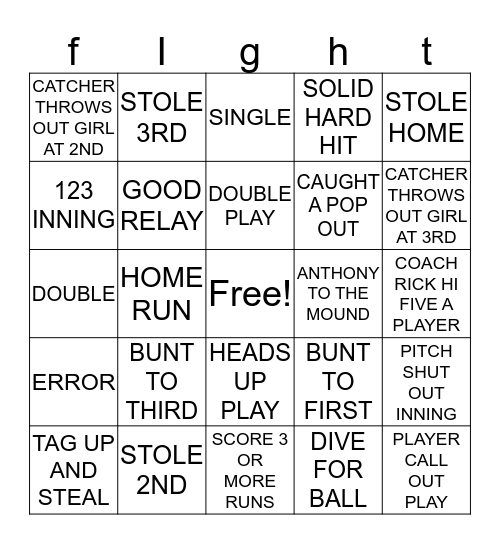 Wagner's Sunrise Bingo Card