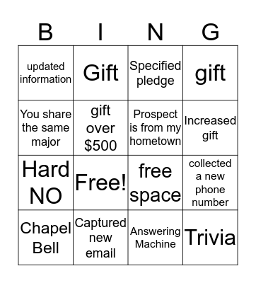 PHONATHON BINGO Card