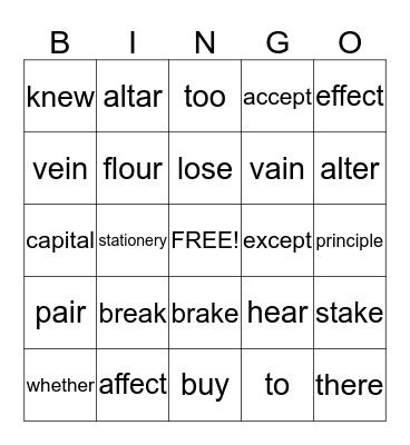 Candy Bar Bingo Card