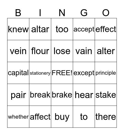 Candy Bar Bingo Card