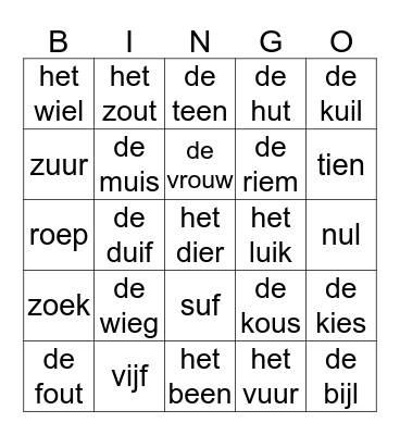 woordenbingo Card