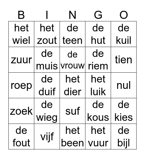 woordenbingo Card
