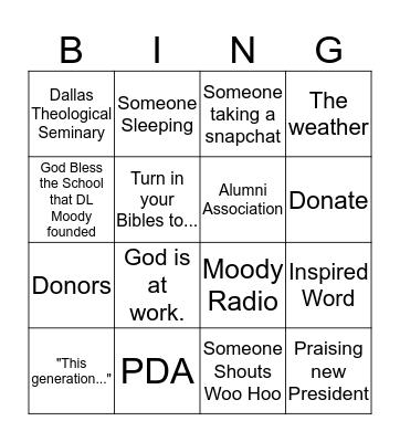 Founders Week Bingo Card