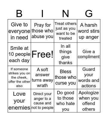 Love Your Neighbor Bingo Card