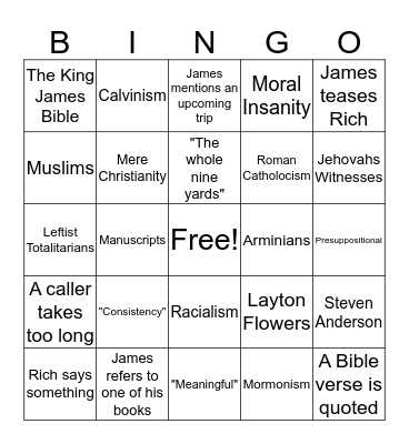 Dividing Line Bingo Card