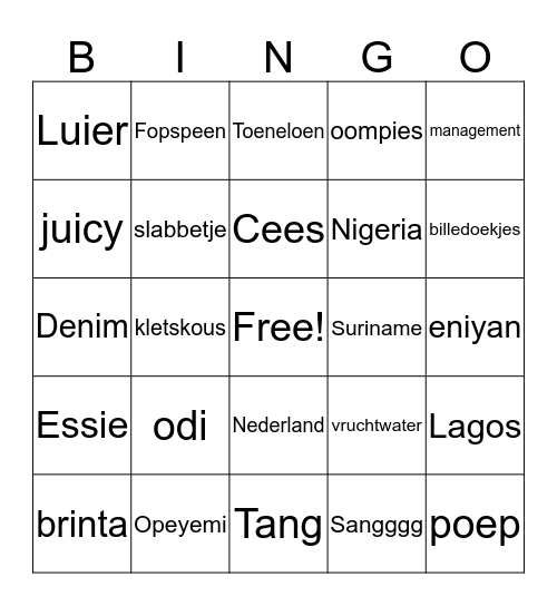 BabyShower Bingo Card