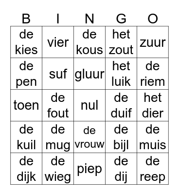 woordenbingo Card