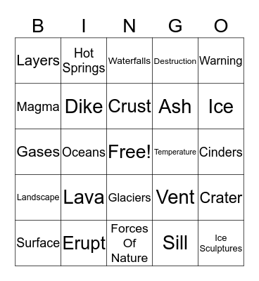 VOLCANOES Bingo Card