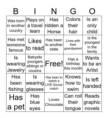 GIRL TALK Bingo Card
