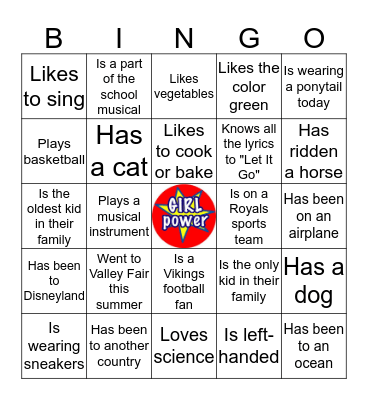 GIRL TALK Bingo Card