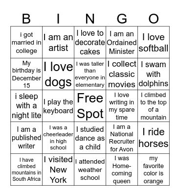 Ice Breaker Bingo Card