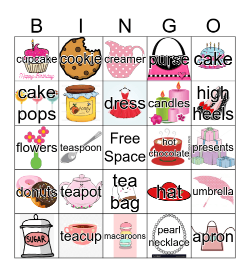Shreya's Teaparty Birthday Bingo! Bingo Card