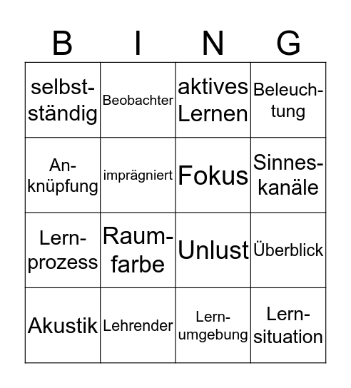 Lernkomplizen-Bingo Card