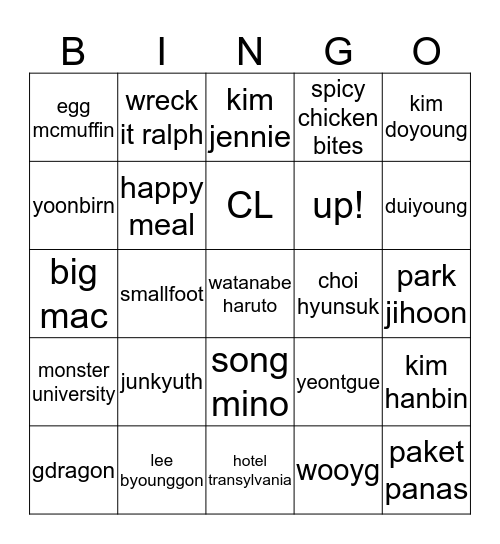 Doyouang Bingo Card