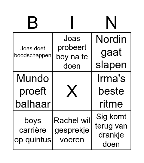 V8 Bingo Card