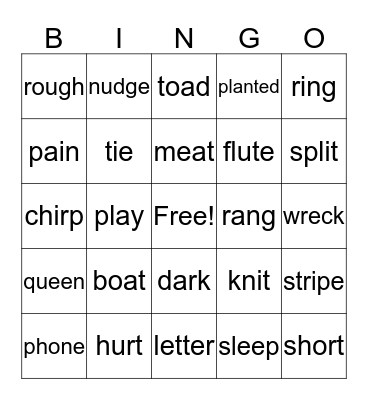 Phonics Bingo  Bingo Card