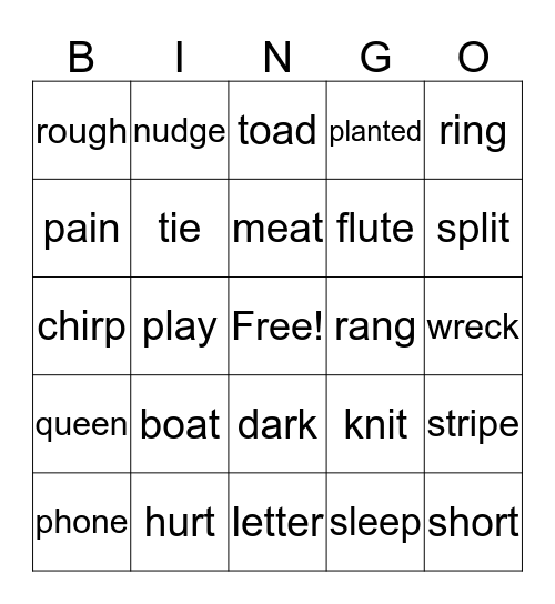 Phonics Bingo  Bingo Card