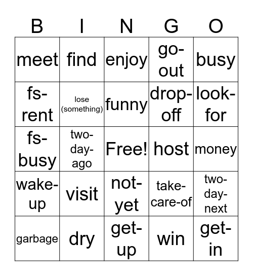 Unit 5 Vocabulary - Part 2 Bingo Card