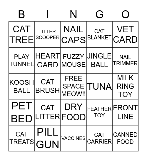 CAT SCRATCH BINGO!! Bingo Card