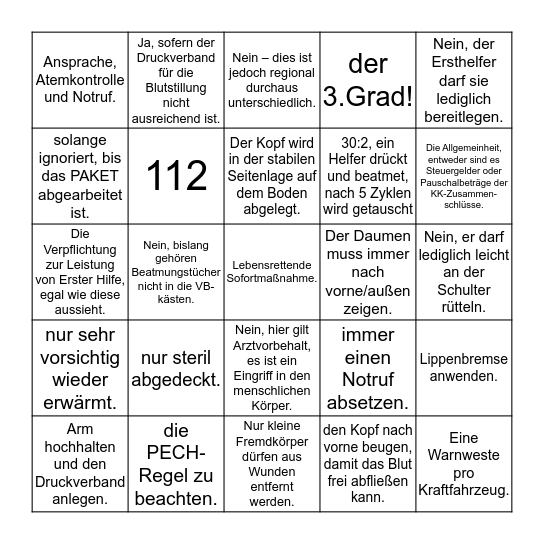 Wissens Bingo Card