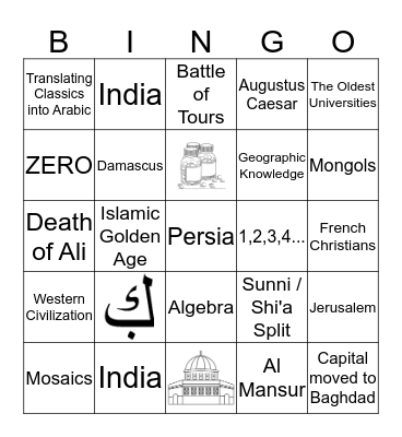Islamic History Bingo Card