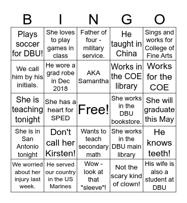 Human Bingo Card