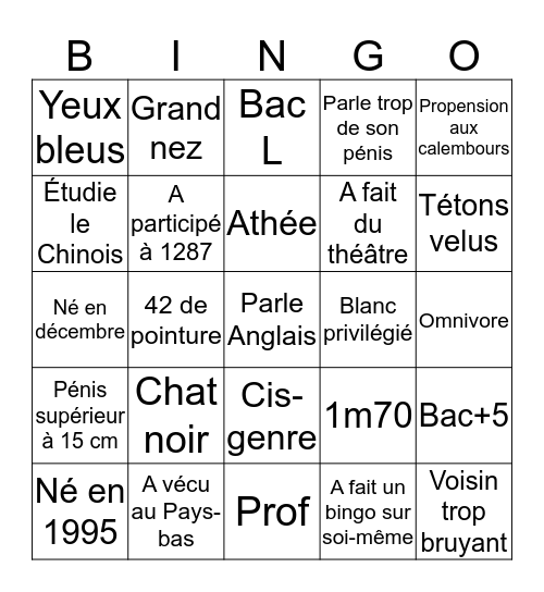 Bingo : Mathieu Quintin Bingo Card