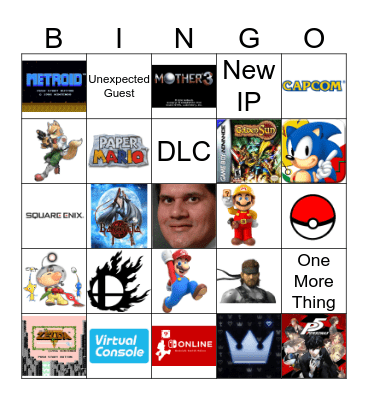 Nintendo Direct Bingo Card